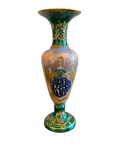 Rare Antique French Enamel on Copper Miniature Vase