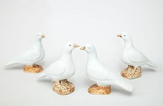Two Pairs of Chinese Porcelain Figures of Doves