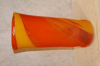 Murano Art Glass Cylinder Vase  in Orange and Yellow