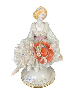 Capodimonte Porcelain Figurine "A Lady with Lace"