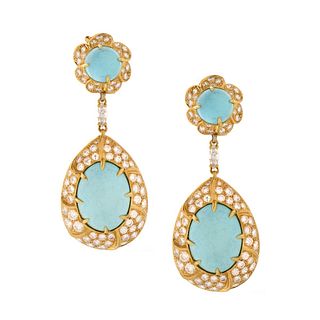 Cartier Paris Diamond and Turquoise Earrings