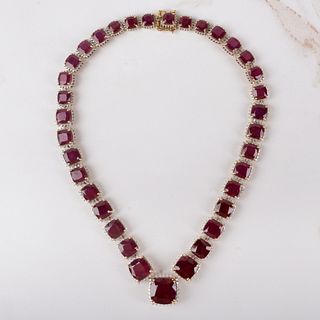 AIG Ruby, Diamond and 14K Necklace