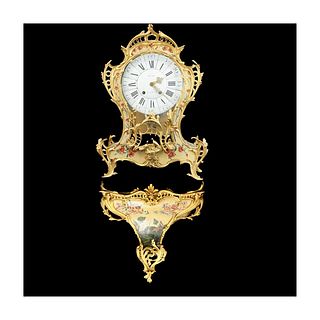 18C French Louis XV Bracket Clock w Ormolu Mounts