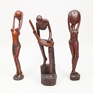 Three African Carved Hardwood Figures
