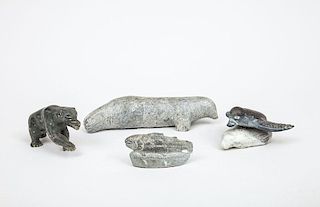 Four Small Inuit Carved Stone Animals