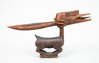 African Carved and Incised Wood Bamana Antelope Figure
