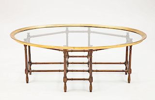 Brass-Mounted Glass Tray Top Table