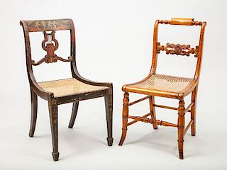 American Tiger Maple Chair and an American Stencil-Decorated Side Chair