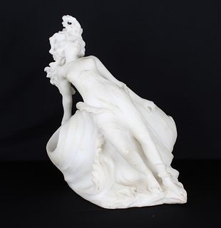 Antique Carved Alabaster Reclining Woman