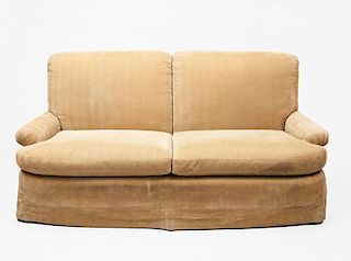 Upholstered Beige Two-Seat Sofa