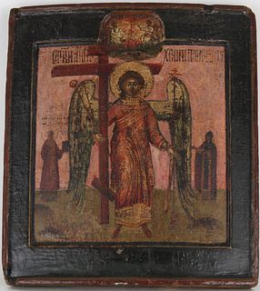 Early Antique Russian Icon, Guardian Angel