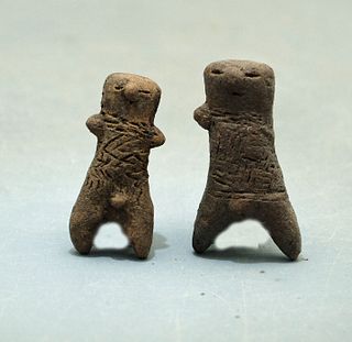 Pair Machalilla Figures, ca. 2000 - 1200 BC