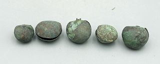 (5) Moche Copper Bells. ca. 400 - 700 AD