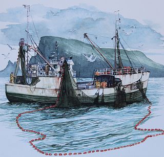 Brian Sanders (B. 1937) Purse Seiner-Fishing Boat