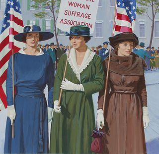 Ed Vebell (1921 - 2018) "Women's Suffrage" Oil