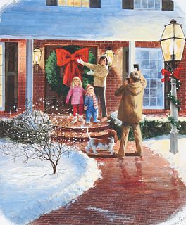 Mel Crawford (B. 1925) "Christmas Wreath" Original