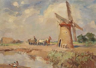 Lorine Farkas Dutch Windmill Painting