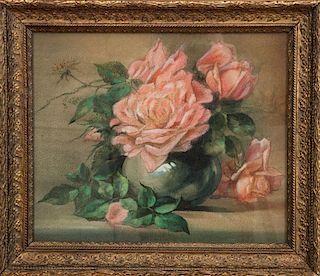 20th Century School: Pink Roses in a Vase