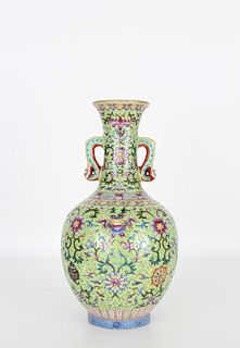 Chinese Famille Rose Vase, Qianlong Mark