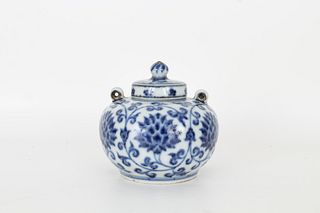 Chinese Ming Style Blue & White Box w/ Cover