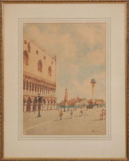 Attributed to Andrea Biondetti (1851-1946): View of The Doge's Palace and Piazza San Marco