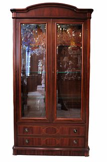 A MARQUETRY DISPLAY CABINET.