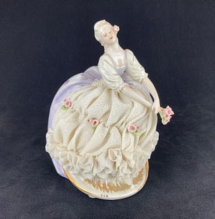Capodimonte Porcelain Figurine of Woman in Floral Dress