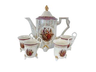 Iridescent Hand Painted Porcelain Tea Set