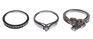18k and 10k White Gold and Diamond Rings