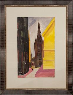 Raven Davis: Street Scene with Cathedral