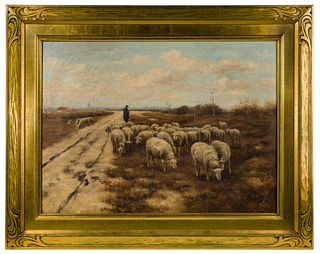 (Style of) Anton Mauve (Dutch, 1838-1888) Oil on Canvas
