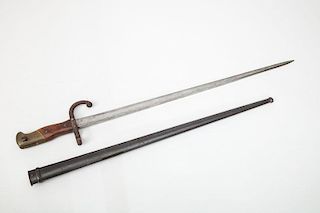 European Brass-Mounted Walnut-Handled Sword and Sheath