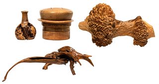 Natural and Carved Wood Object Assortment