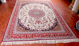 Hand Knotted Isfahan Rug<br>approx 10x14ft