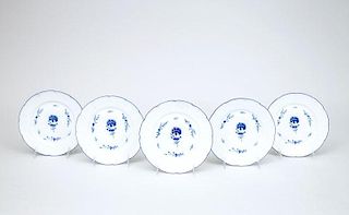 Set of Forty-Four Cerulean Limoges Porcelain Dessert Plates, in the Blue Carnation Pattern