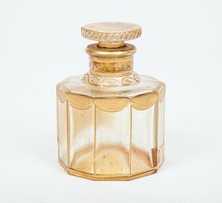 Gilt-Decorated Glass Ten-Sided Scent Bottle and Stopper, Apres L'Ondée" by Guerlain"