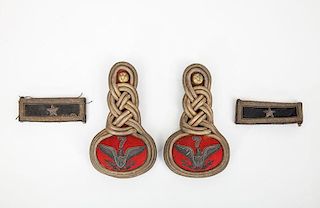 Pair of Metallic Thread Clip-On Epaulettes and a Pair of Star-Centered Badges