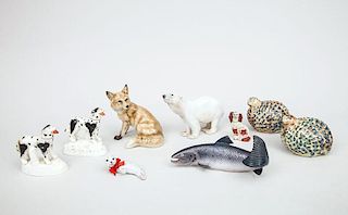 Group of Nine Assorted Porcelain Animal Figures