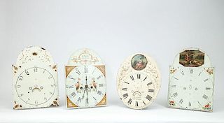 Four English Painted Brass Clock Faces