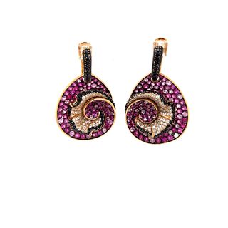 SVALETTI 18k Pink Sapphire Diamond Earrings