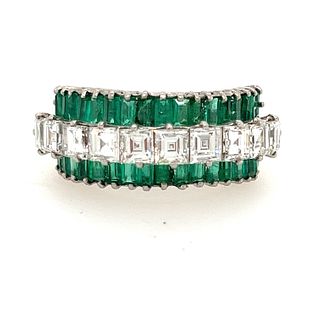 18k Emerald Diamond Half Eternity Ring