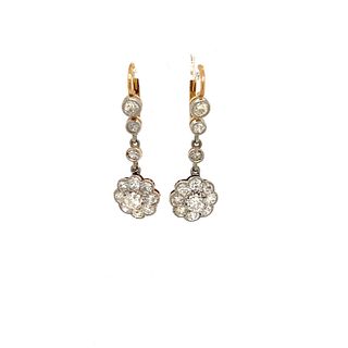 Edwardian 18k Drop Rosetta Diamond Earrings