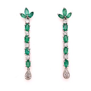 18k Emerald Diamond Drop EarringsÂ 