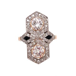 18k Platinum Diamond Onyx Ring