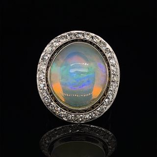 Platinum Opal Diamond OvalÂ  Ring