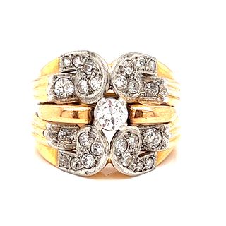 Platinum 18k Art Deco Chevalier Diamond Ring