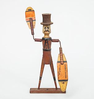 Tommy-Totem Cardboard and Painted Wood Whirligig Figure