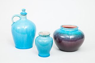 Four Pisgah Forest Pottery Turquoise-Glazed Articles
