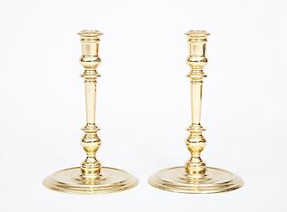 Two Pairs of Williamsburg Restoration Brass Candlesticks