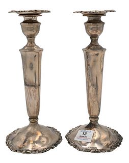 Pair of Sterling Silver Candlesticks, height 10 1/2 inches, 18.5 t.oz.